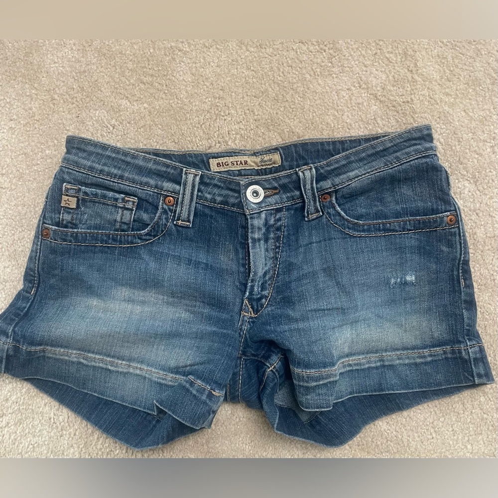 Big Star SWEET Ultra Low-Rise FLAP Pocket Embroidered Detail Shorts Tag 30